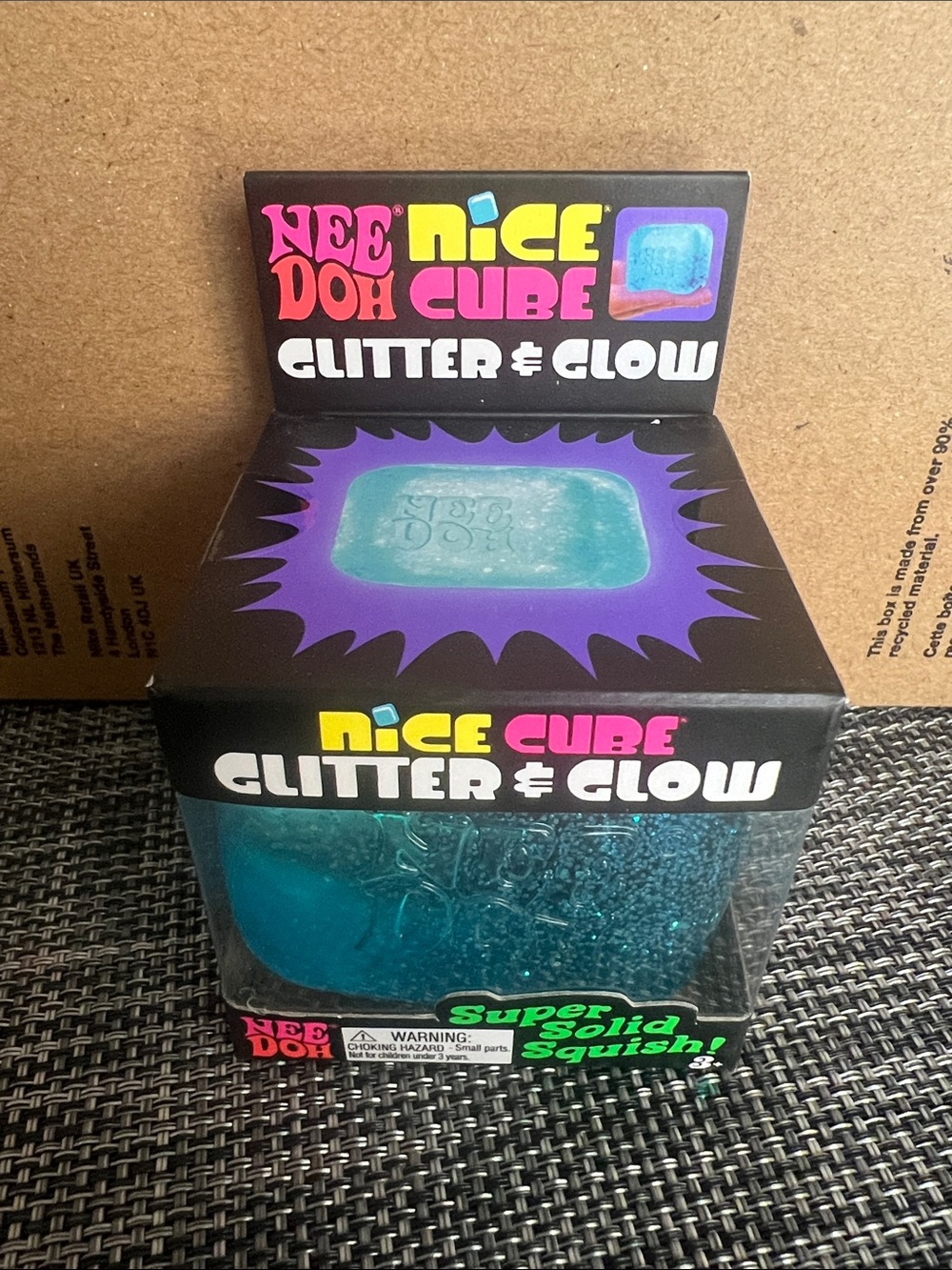 Nice Doh Cube Glitter & Glow Teal Squishy Toy by